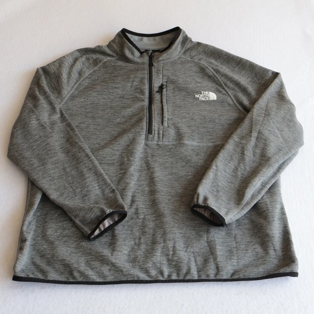 The North Face Mens XXL Grey Heather 1/4 Zip Pullover Fleece Mock Neck Jacket